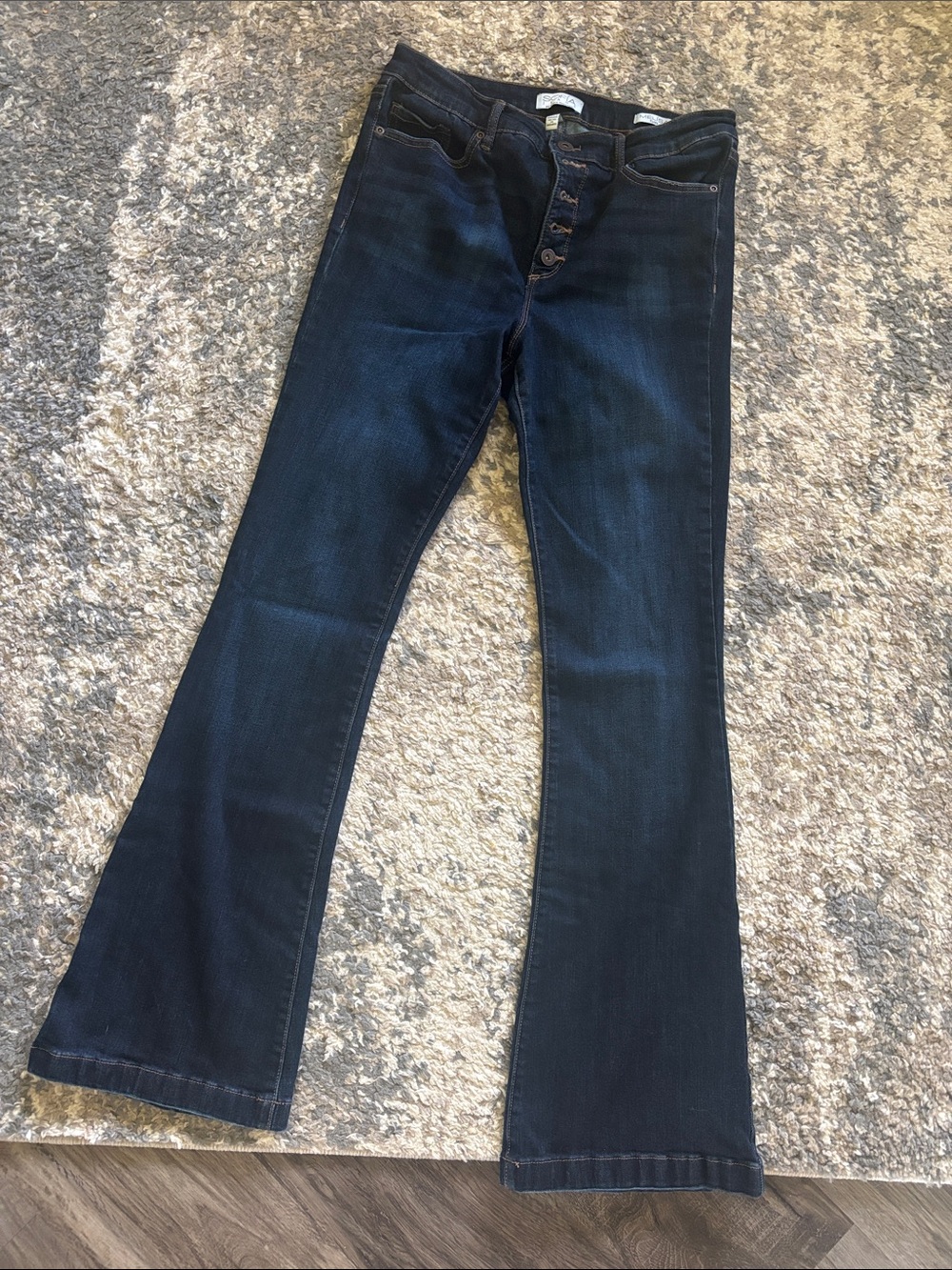 sofia by sofia vergara Dark Indigo Button-Fly Flare Jeans